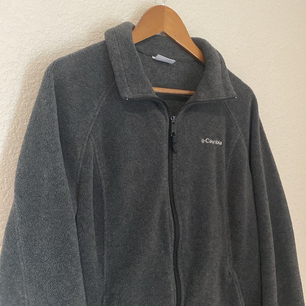 COLUMBIA Fleece Jacket Full Zip Long Sleeve Fall Spring Outerwear Gray
